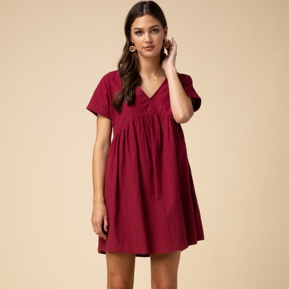 Entro Wine Babydoll Dress - Picture 1 of 4